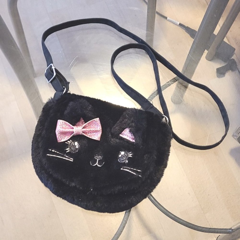 FREE w/ PURCHASE OVER $25- Furry Kitty black child's purse shoulder strap